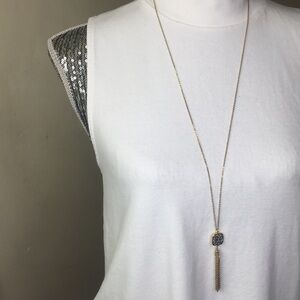 New Sonya Renee Tess Necklace Droozy tassel Gold Plated Necklace 31" chain